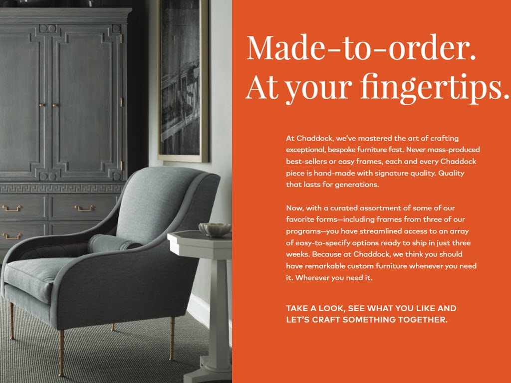 Chaddock QuickShip Custom Furniture Program