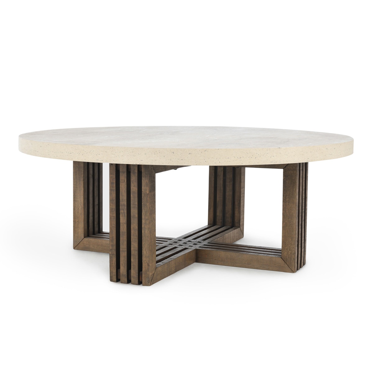 Classic Home Aspen 47 Round Coffee Table Distressed Brown/Antique White 51031241