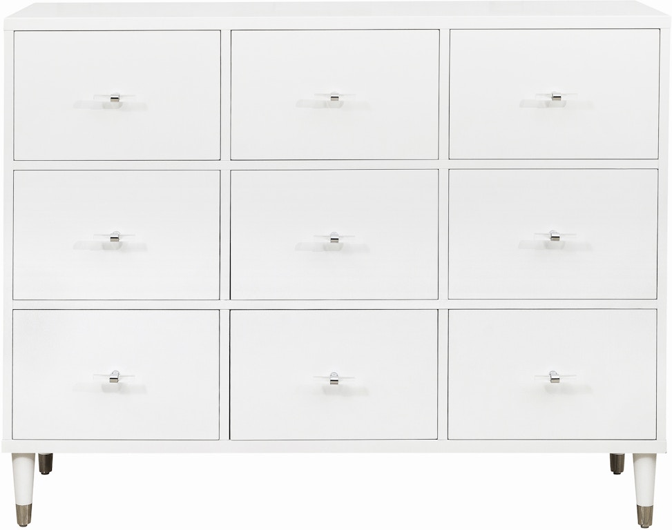 Pulaski Furniture D204 054 Bedroom Modern White Nine Drawer Chest