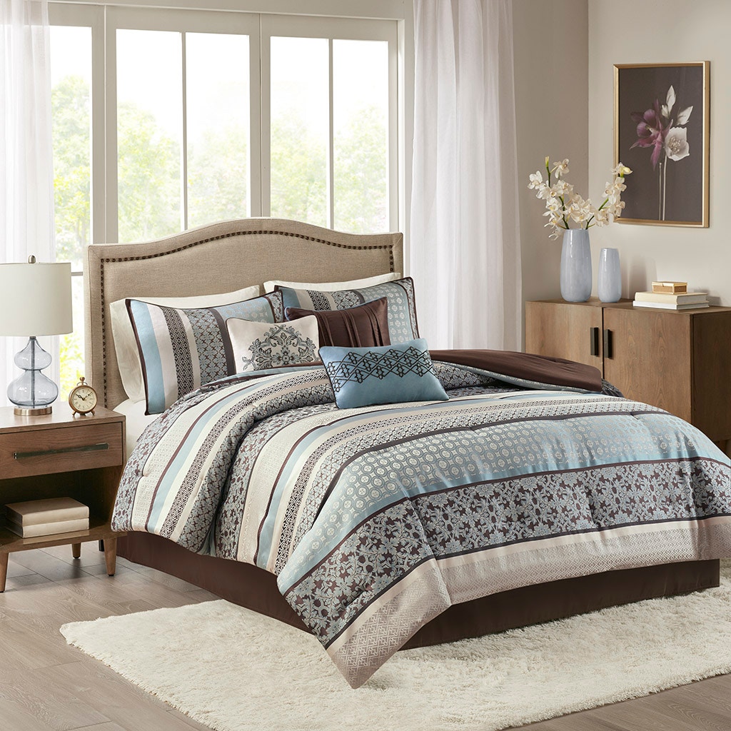 Hampton Hill Bedding Princeton 7 Piece Jacquard Comforter Set MP10-694