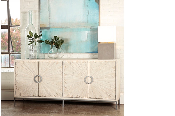 Dovetail Furniture DOV10309 Dining Room MABARI SIDEBOARD GREY WHITE