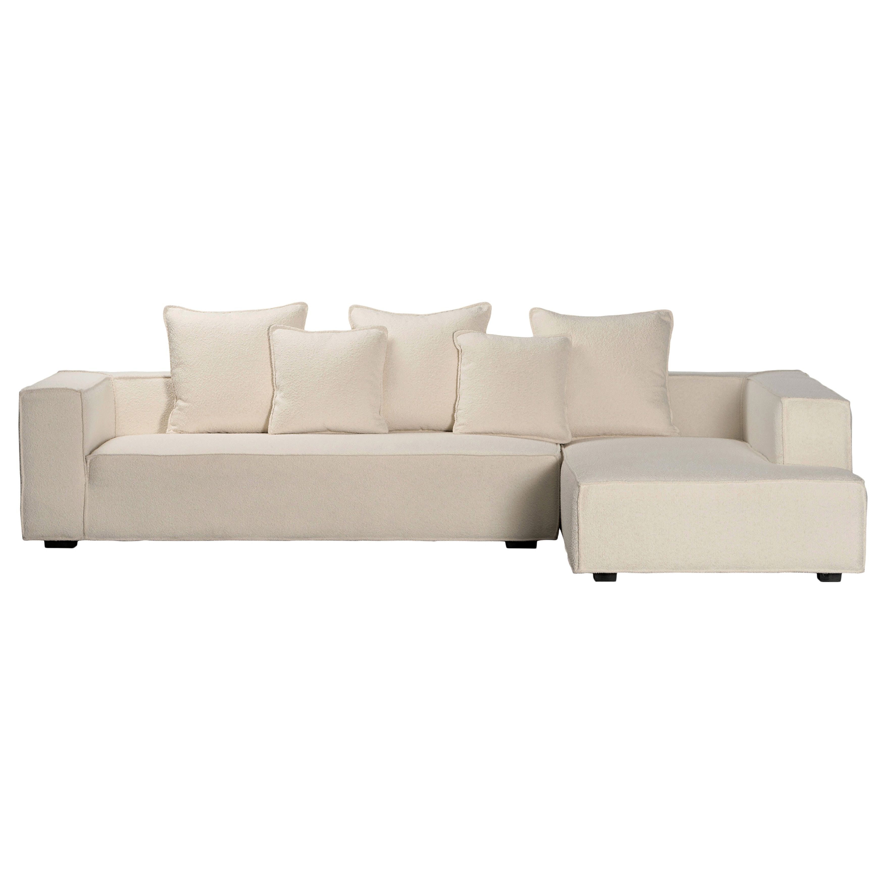 Dovetail Furniture DOV12162RCRM Living Room Sharon Chaise Sectional