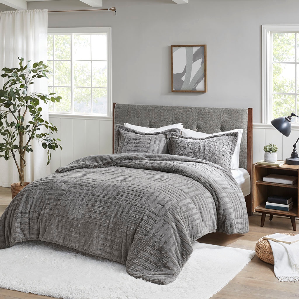 Sloan Plush Down Alternative Comforter Mini Set Grey Full/queen for sale online 