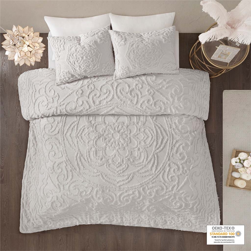 Hampton Hill Bedding Laetitia Tufted Cotton Chenille Medallion Duvet Cover Set MP12-5982