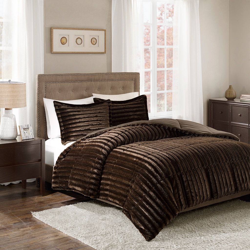 Hampton Hill Bedding Duke Faux Fur 3 Piece Comforter Set MP10-3068