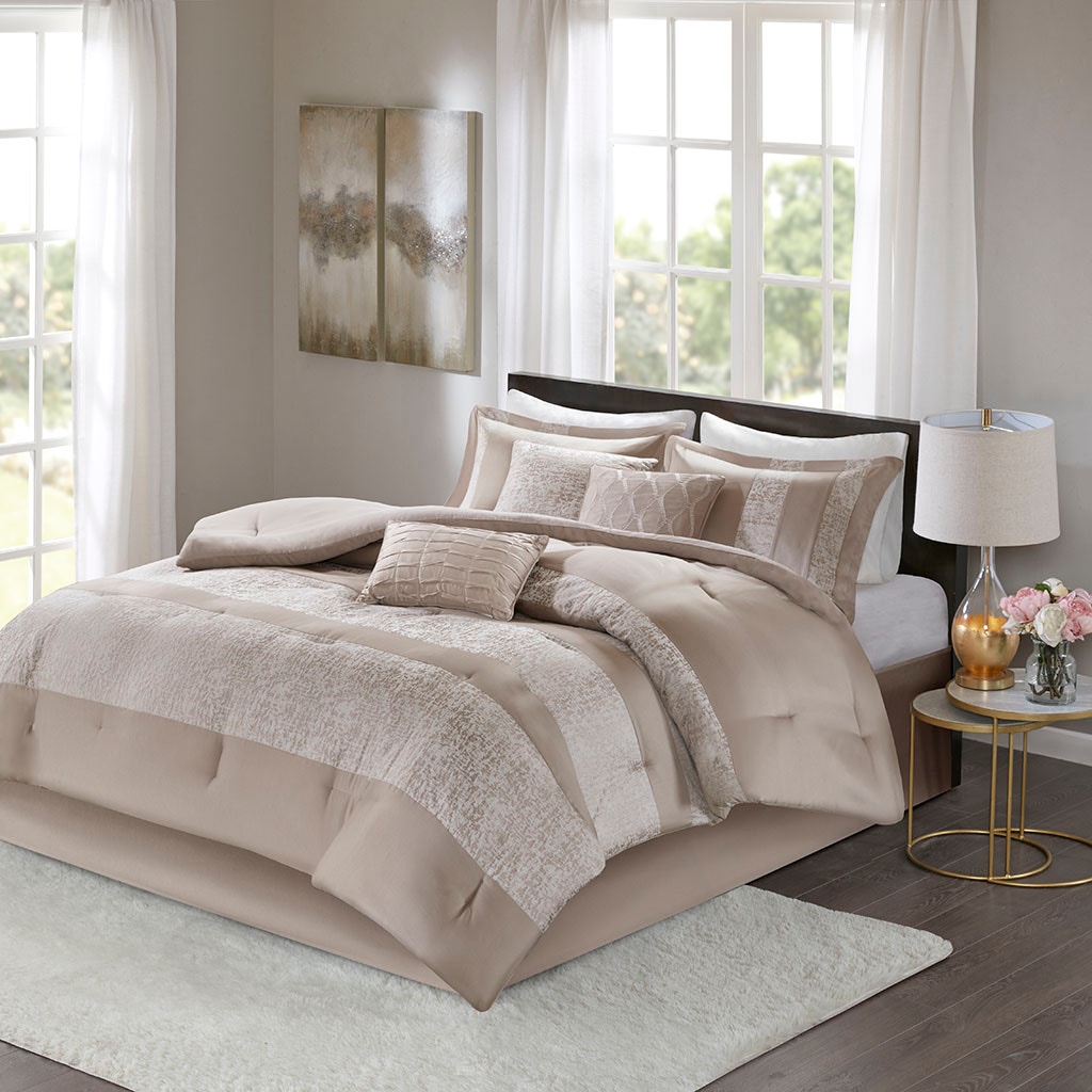 Hampton Hill Bedding Ava 7 Piece Chenille Jacquard Comforter Set MP10-6032