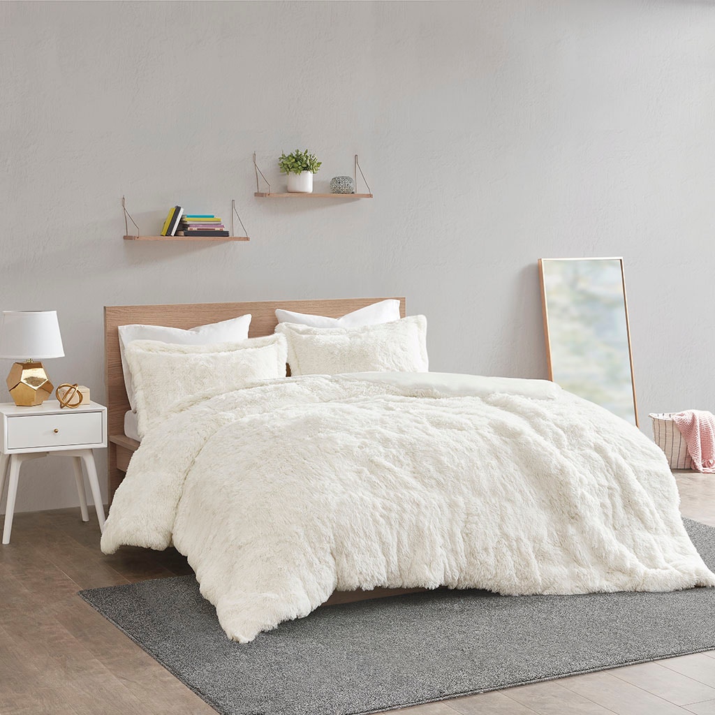 Hampton Hill Bedding Malea Shaggy Fur Duvet Cover Set ID12-1923