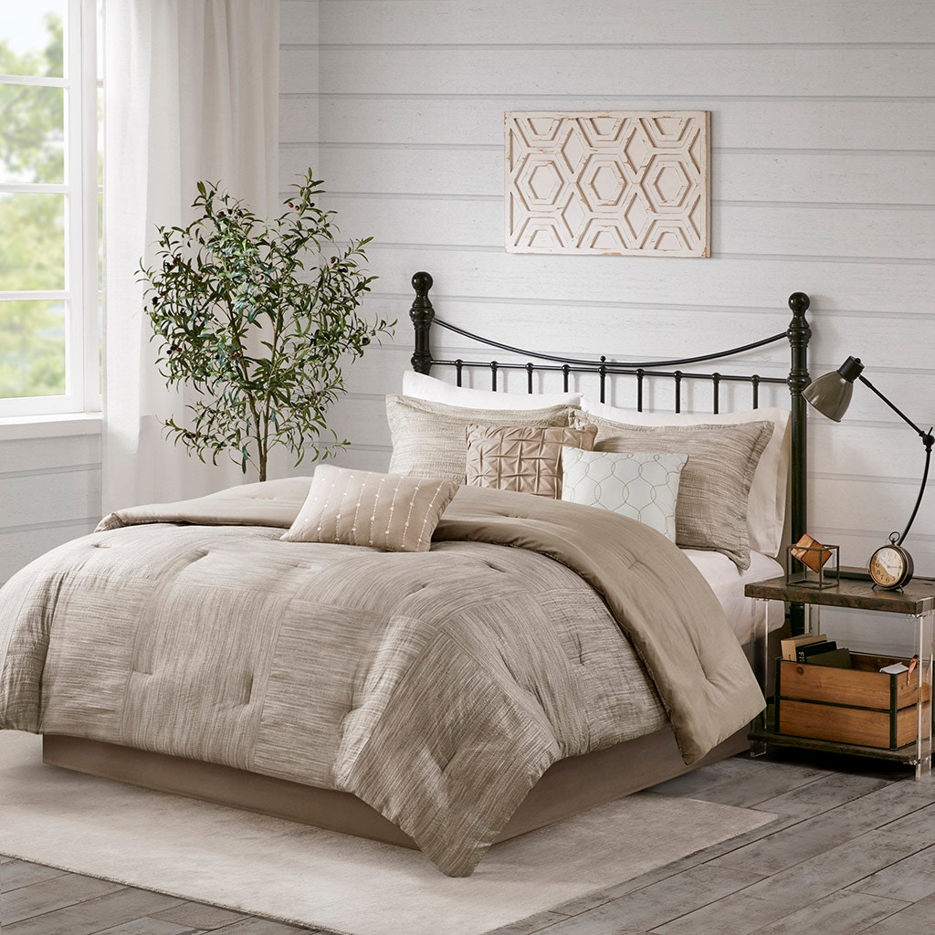 Hampton Hill Bedding Walter 7 Piece Printed Seersucker Comforter Set MP10-7085