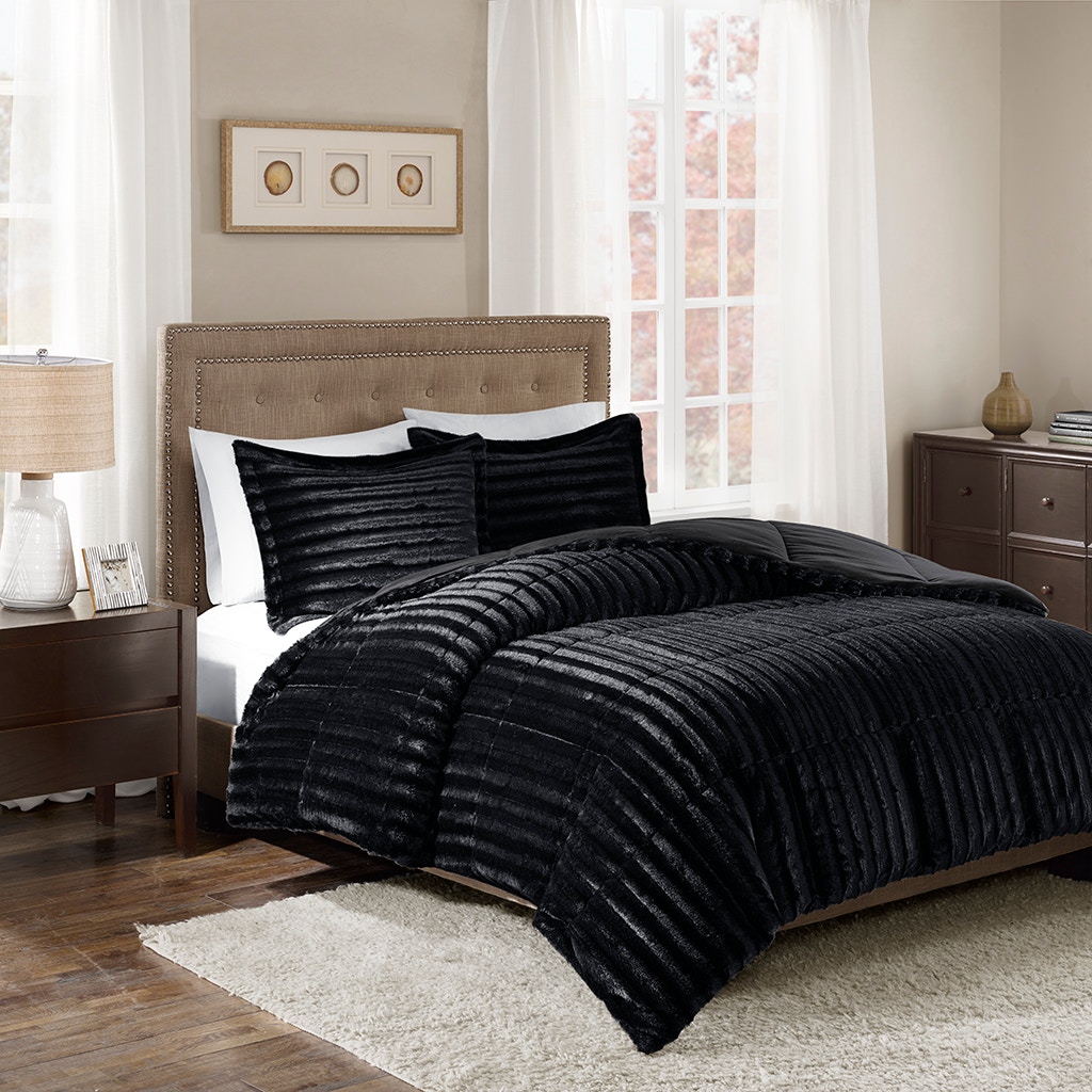 Hampton Hill Bedding Duke Faux Fur 3 Piece Comforter Set MP10-3064