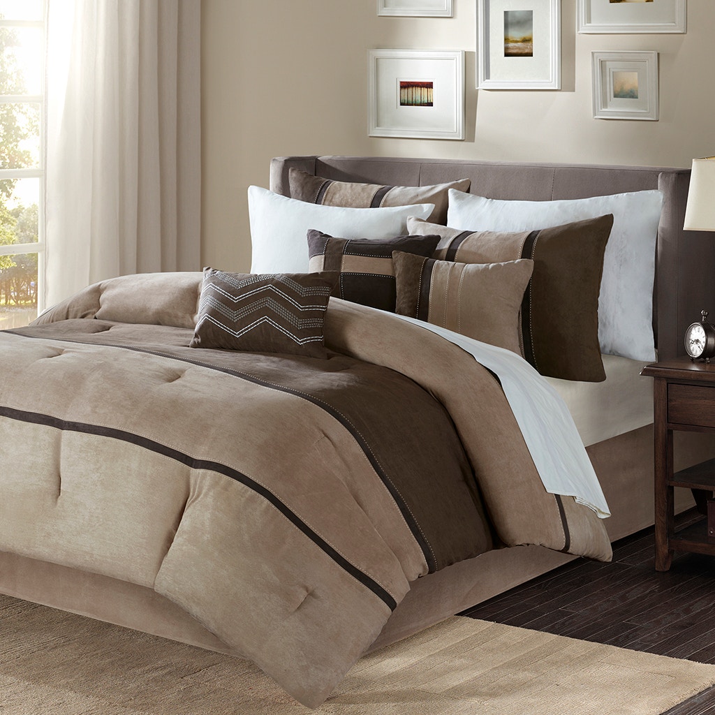 Hampton Hill Bedding Palisades 7 Piece Faux Suede Comforter Set MP10-4024