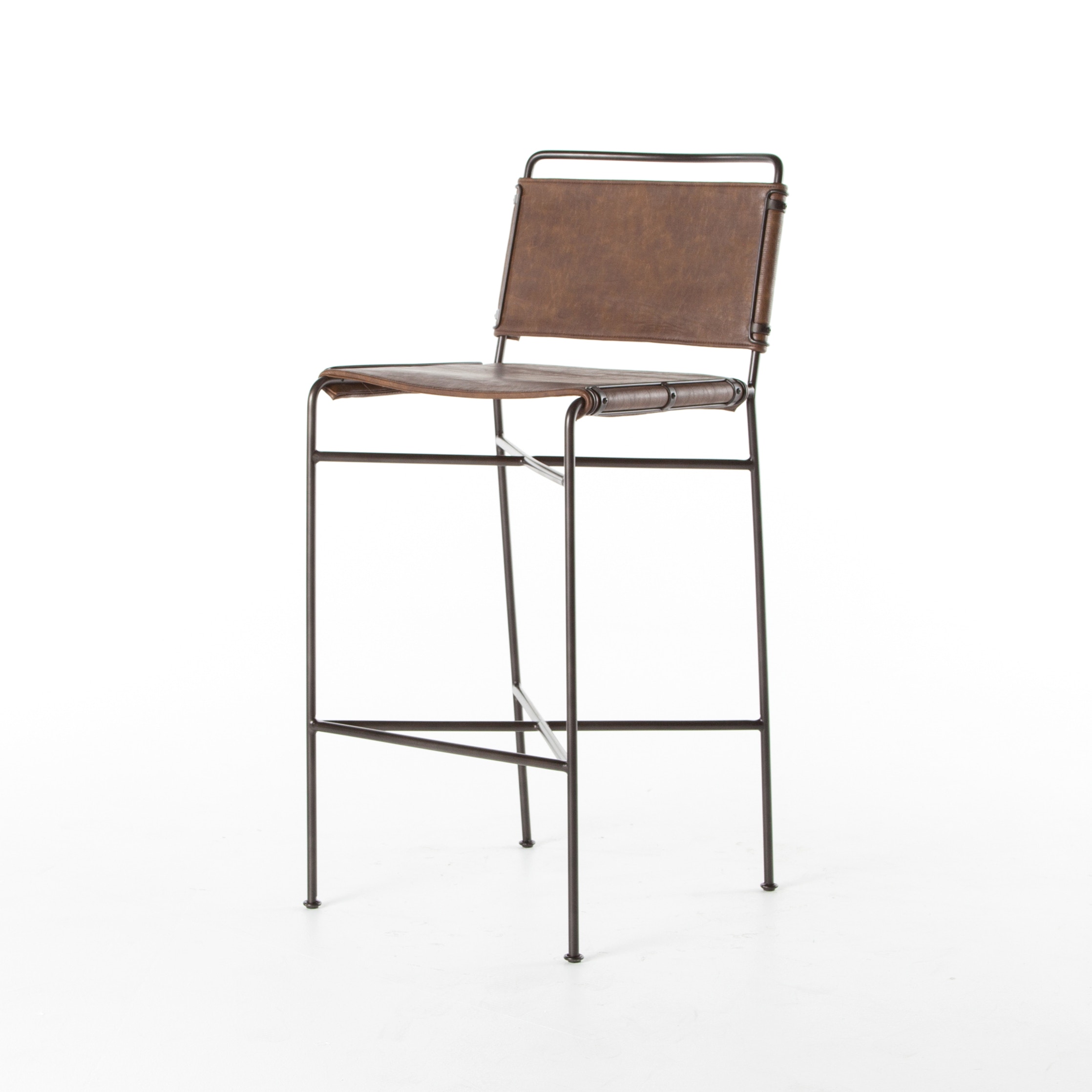 Four Hands Furniture Cird 154 926 Dining Room Wharton Bar Stool Distressed Brown