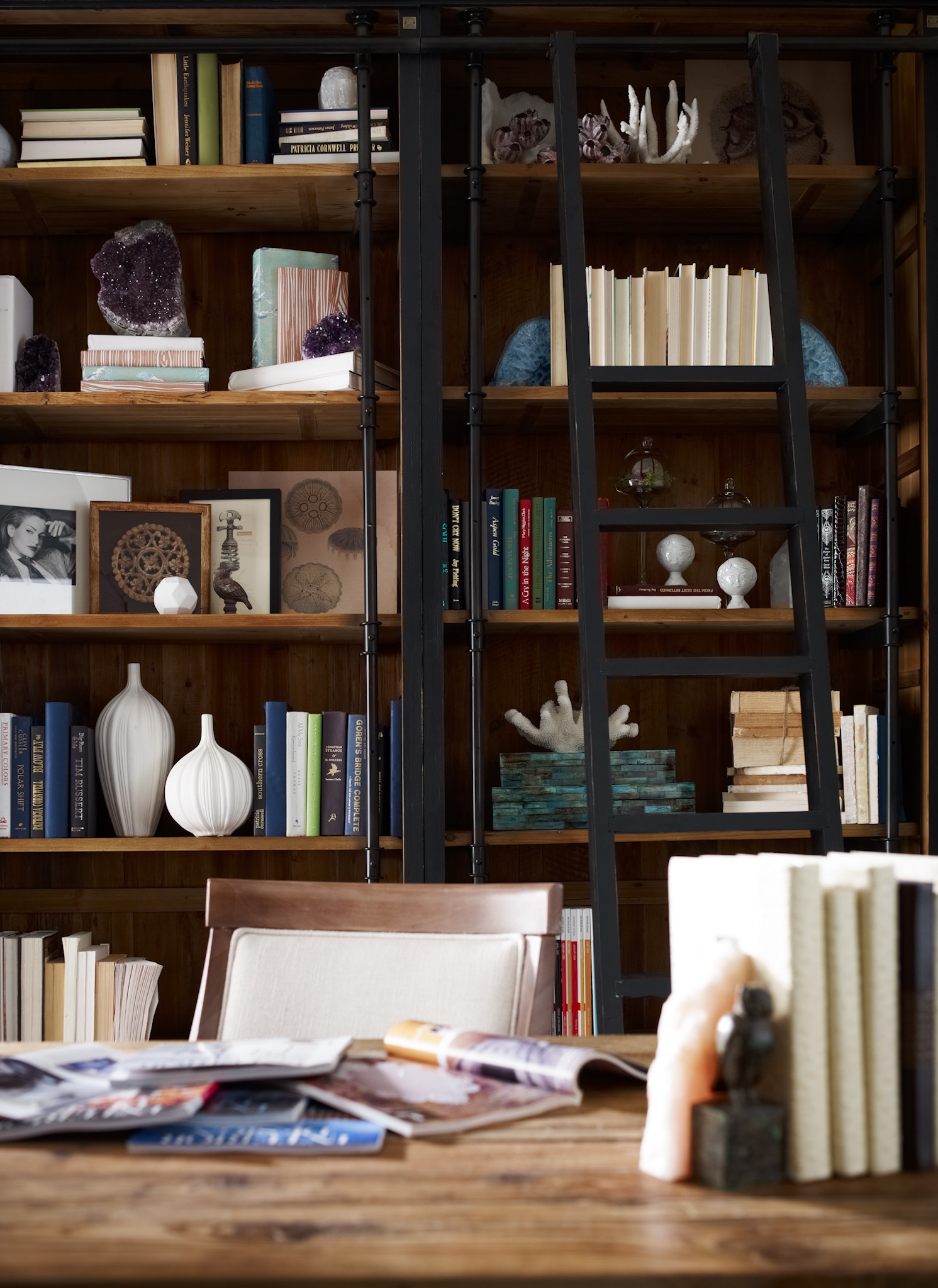 Four Hands Furniture CIRD-85-H4E2 Home Office Ivy Bookcase And Ladder ...