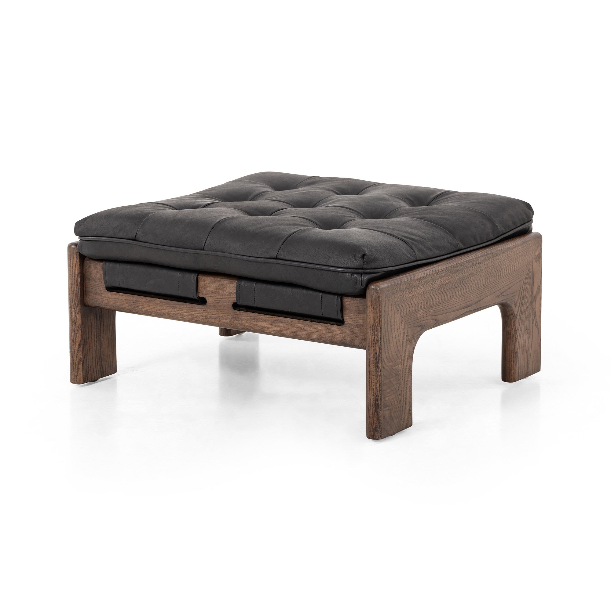 Four Hands Furniture 230136-001 Living Room Halston Ottoman-Heirloom Black
