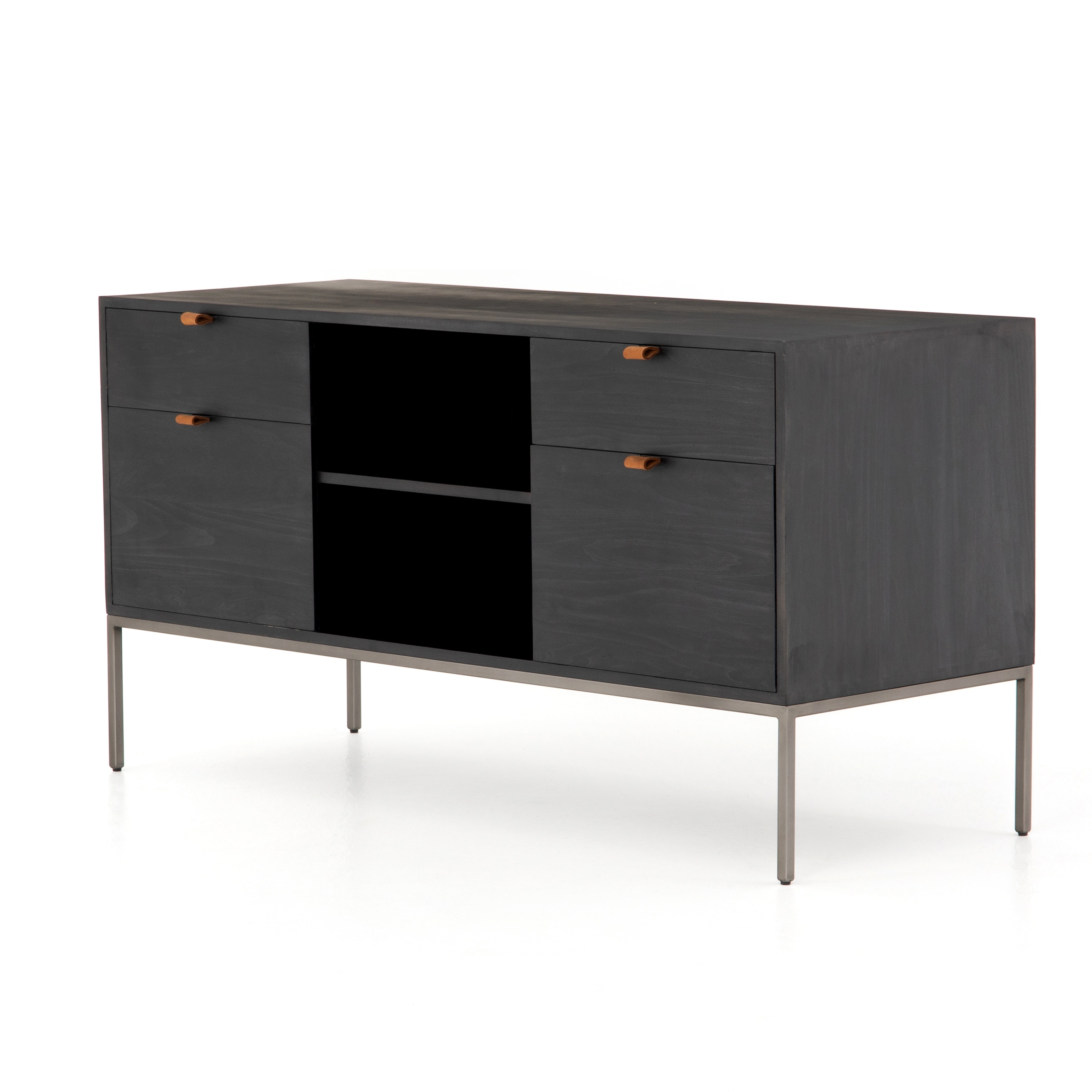 Four Hands Furniture UFUL 035A Home Office Trey Modular Filing Credenza Black Wash