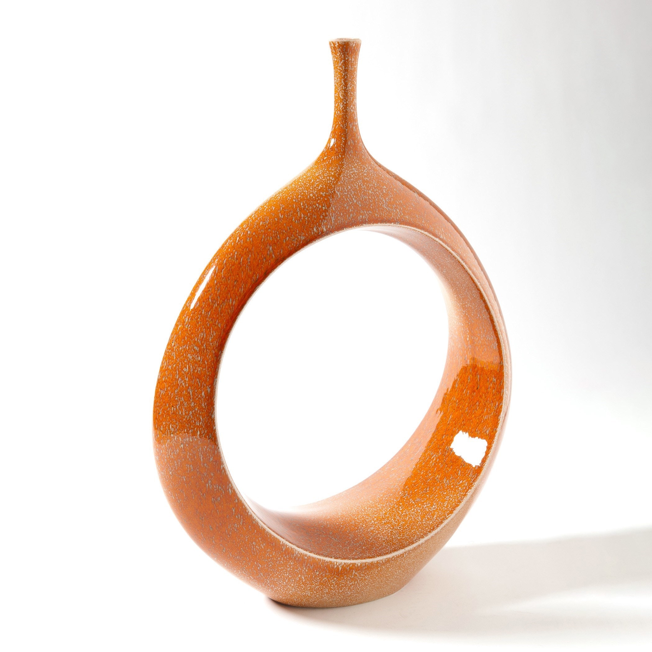 Global Views Open Ring Vase-Orange 1879
