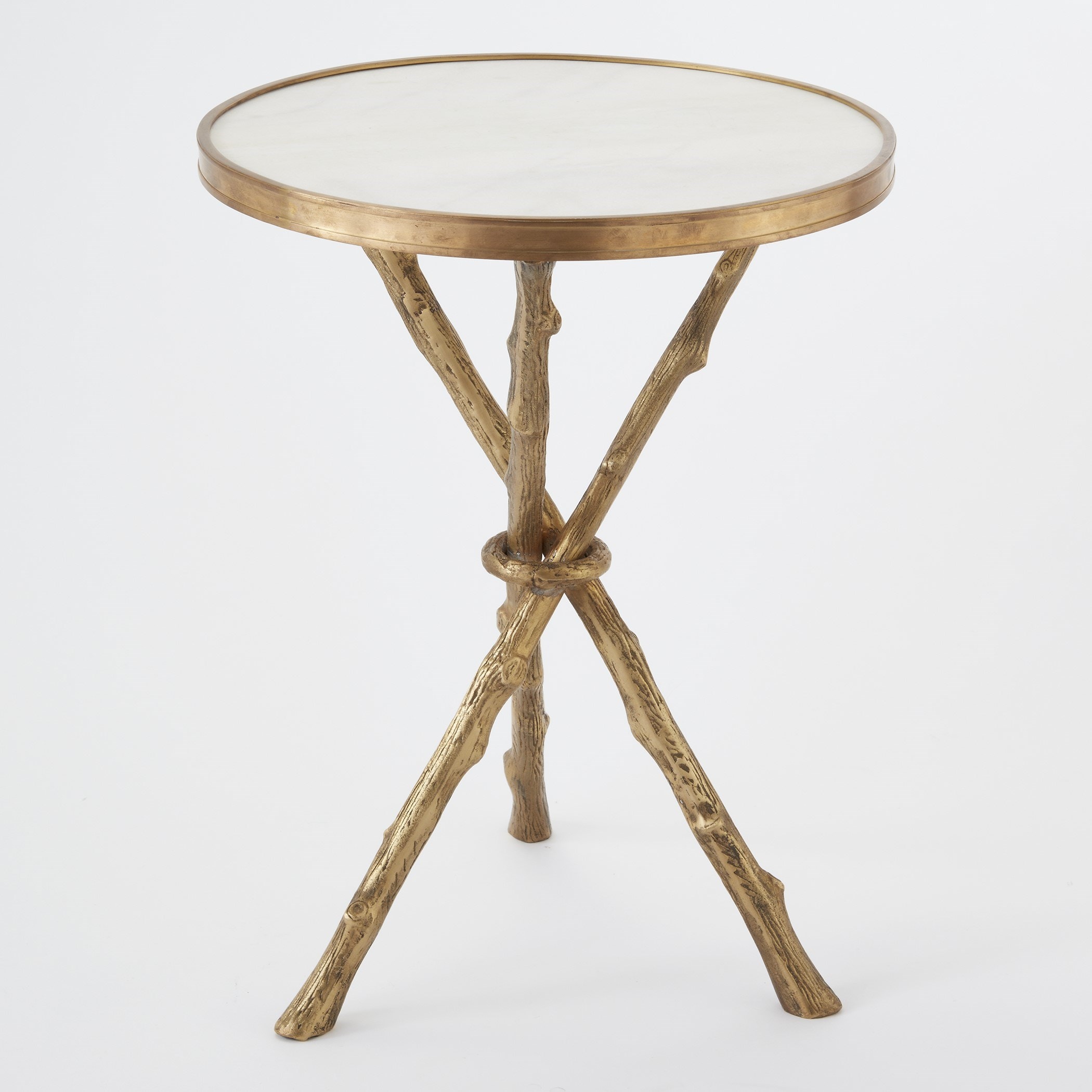 Global Views Twig Table-Brass/White Marble 8976