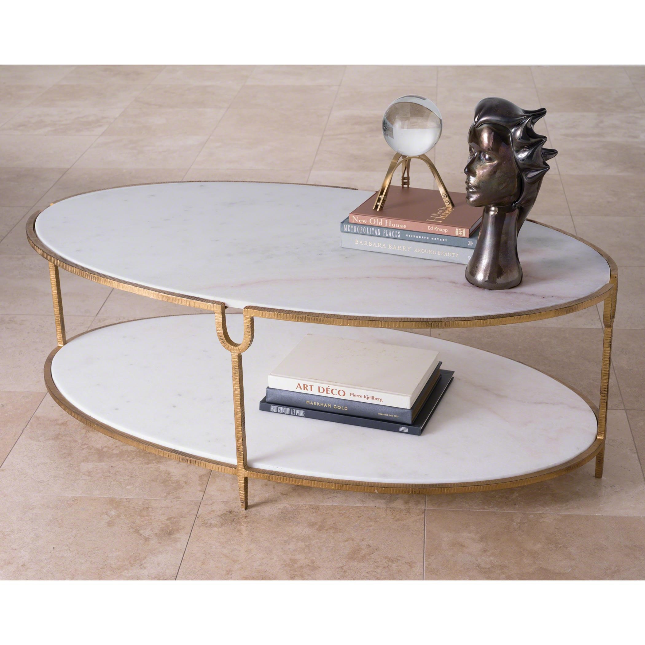 Global views iron and stone oval shop coffee table