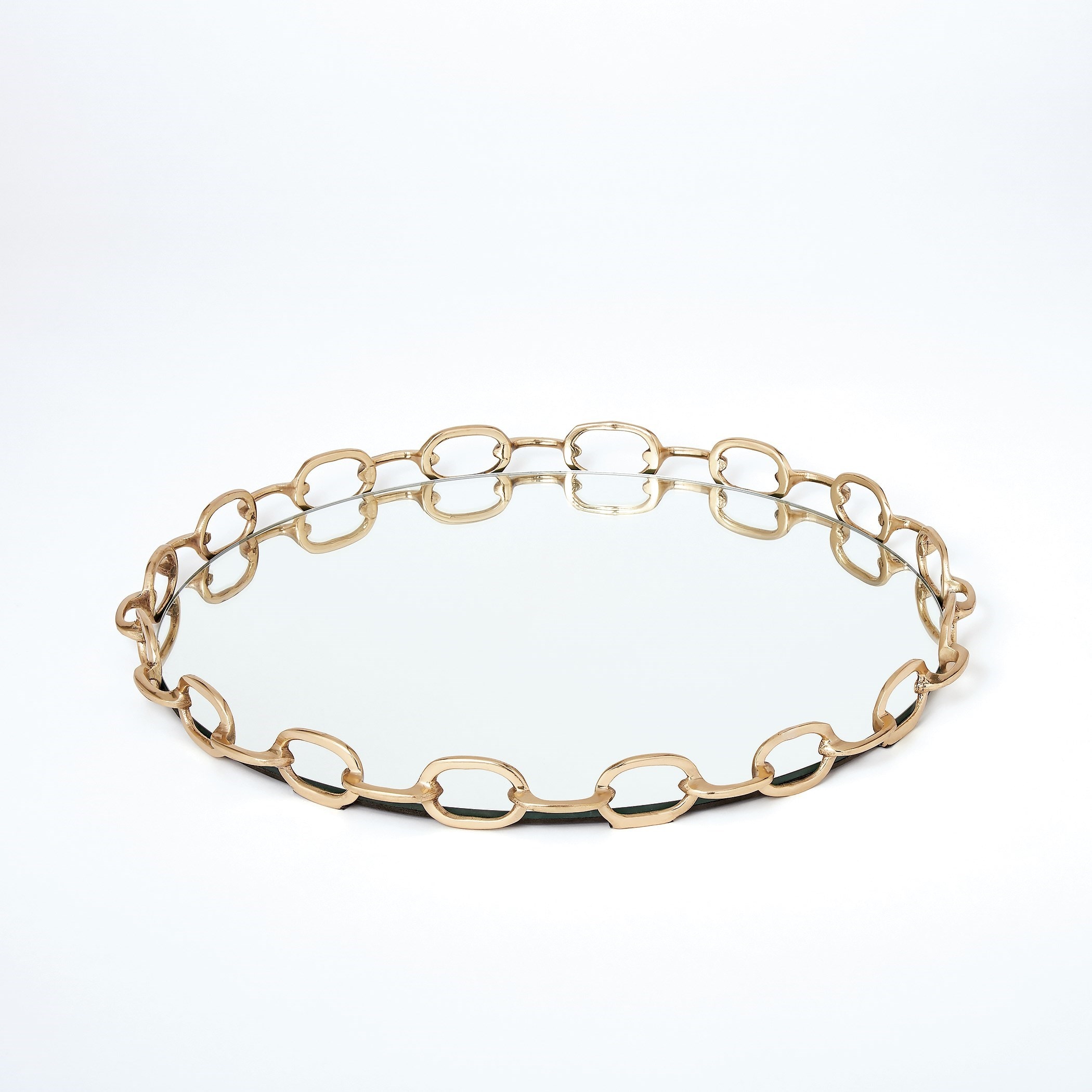 Global Views 9.92267 Linked Mirrored Tray-Brass-Lg