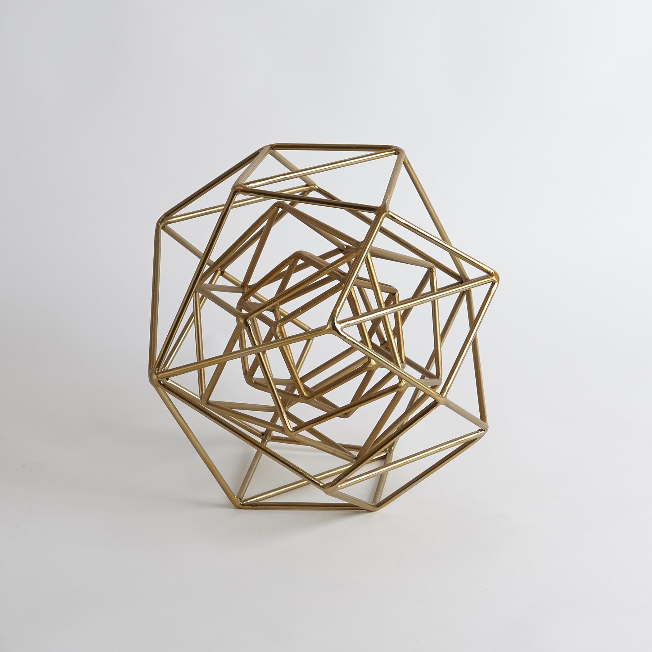 Global Views Geo Sculpture-Gold-Med 9.92622