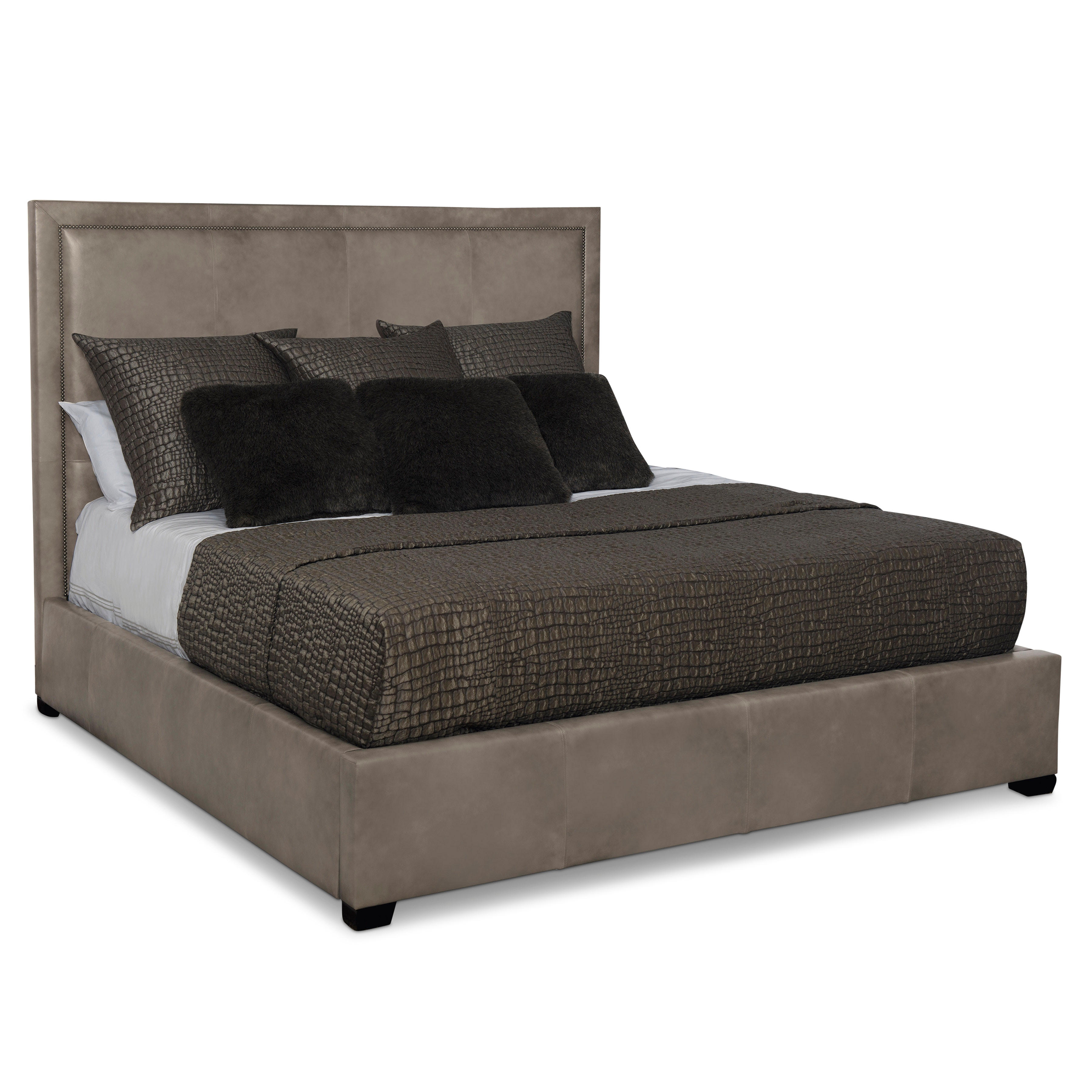 Bernhardt Interiors Morgan King Leather Panel Bed 753F66L, 753H66L
