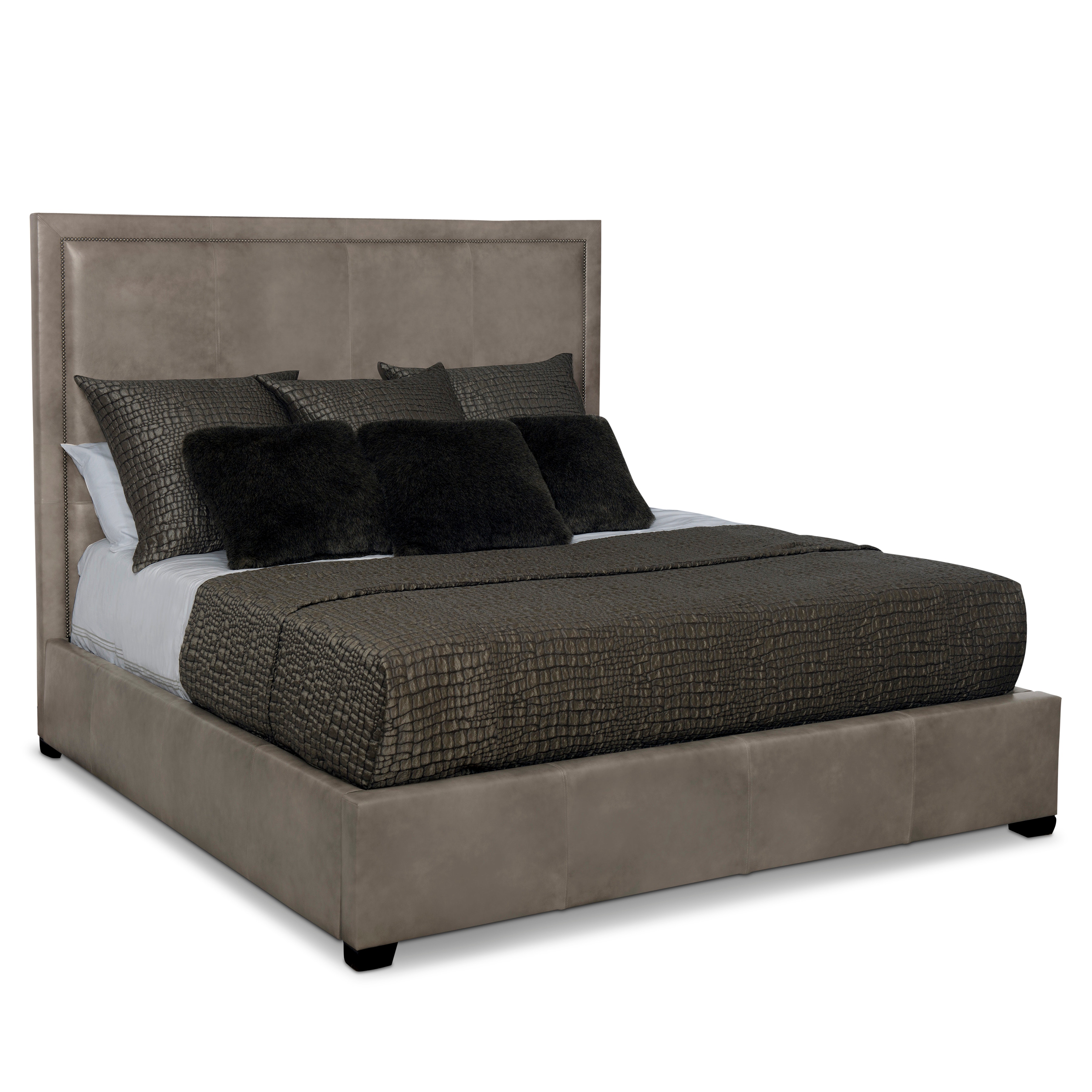 Bernhardt Interiors Morgan King Leather Panel Bed 753F76L, 753H76L
