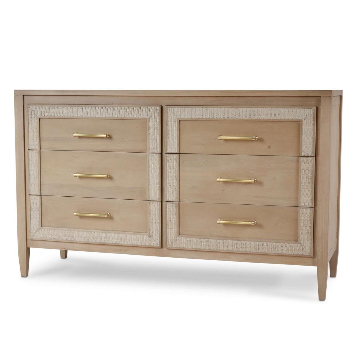 Bramble Furniture Belgravia 6 Drawer Dresser w/ Rattan 76554