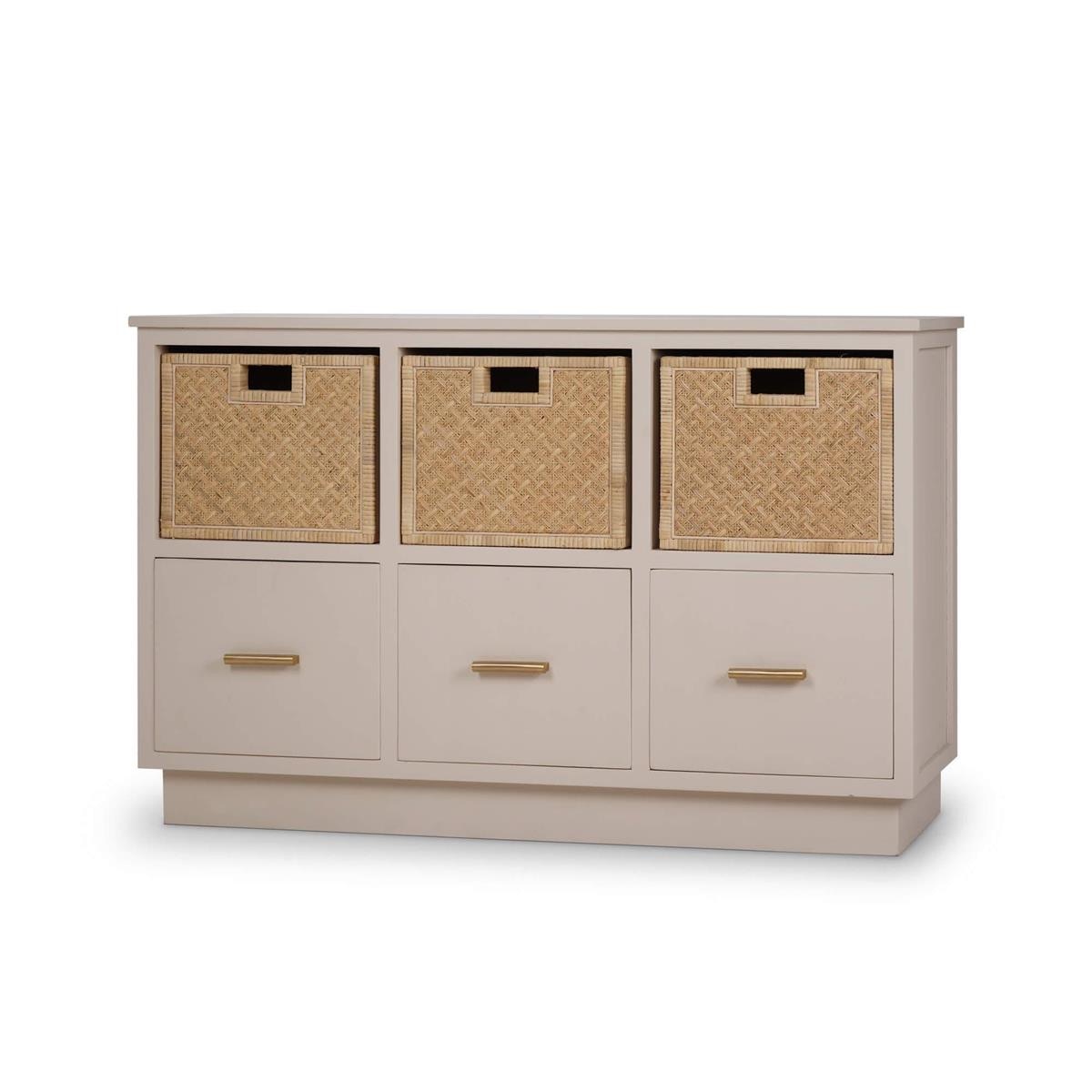 Bramble Furniture Dakota Storage Unit w/ 3 Drawers & Rattan Baskets 28695