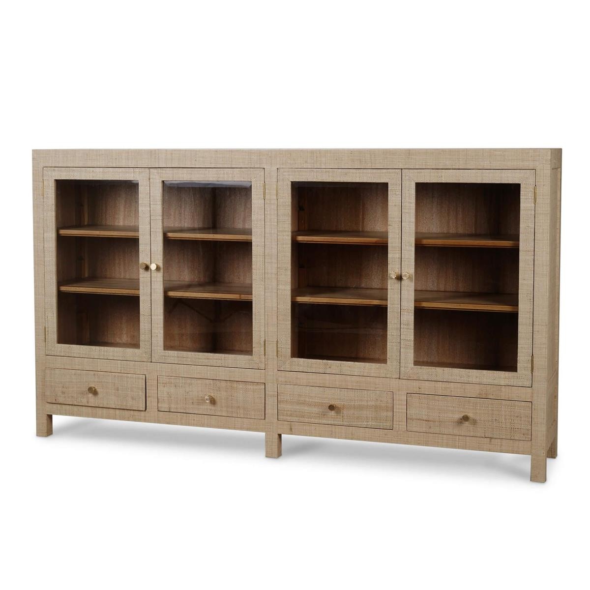 Bramble Furniture Kagu 4 Door Low Cabinet w/ Raffia 28147