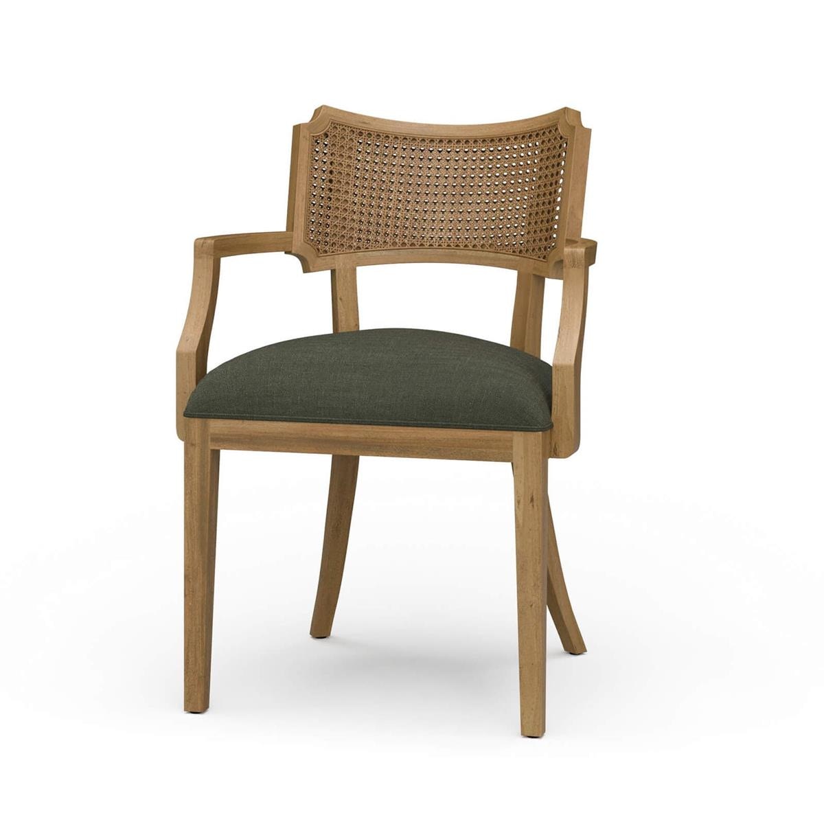 Bramble Furniture Linea Dining Chair w/ Arms & Rattan Back 29191