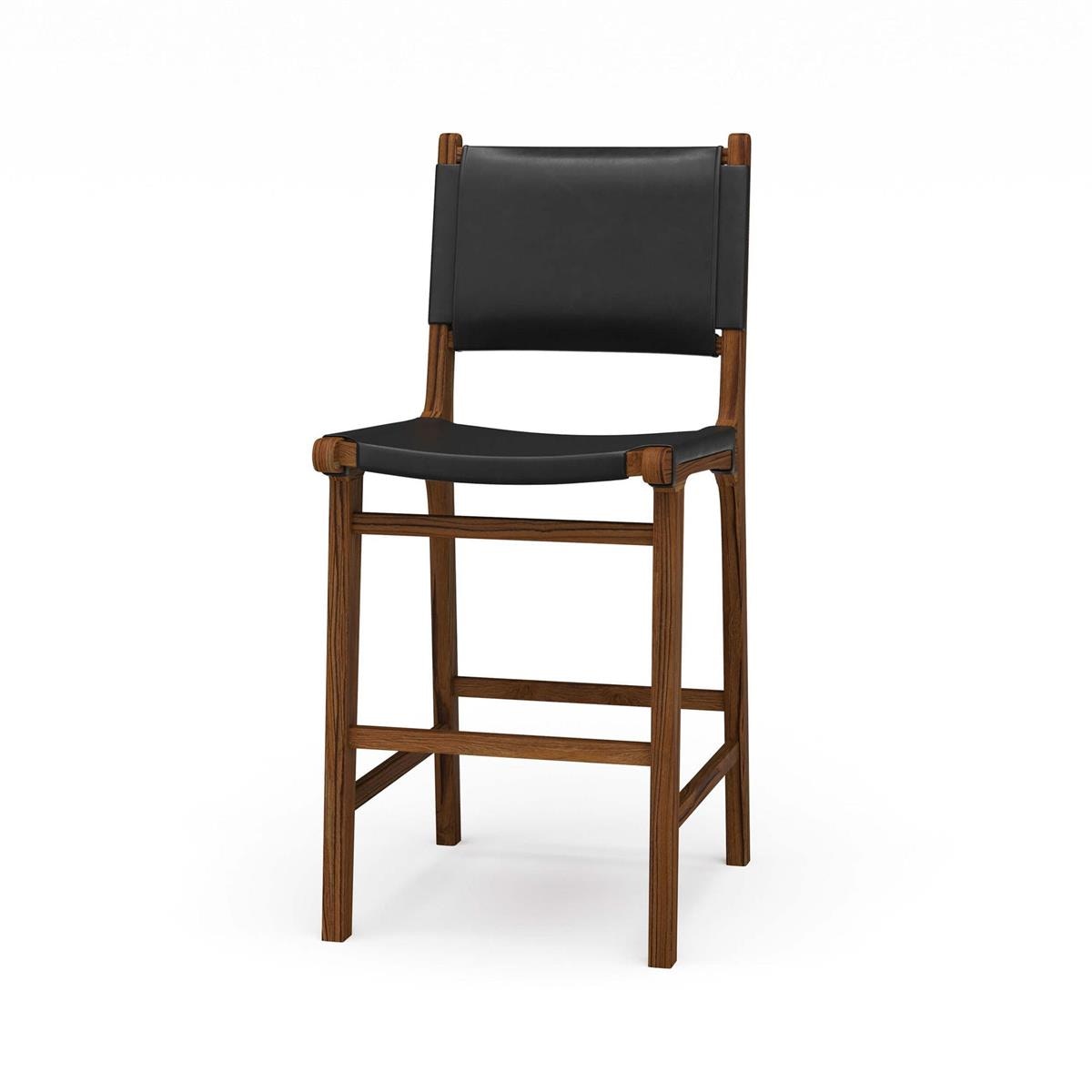 Bramble Furniture Logan Counter Stool w/ Leather - Teak 85207