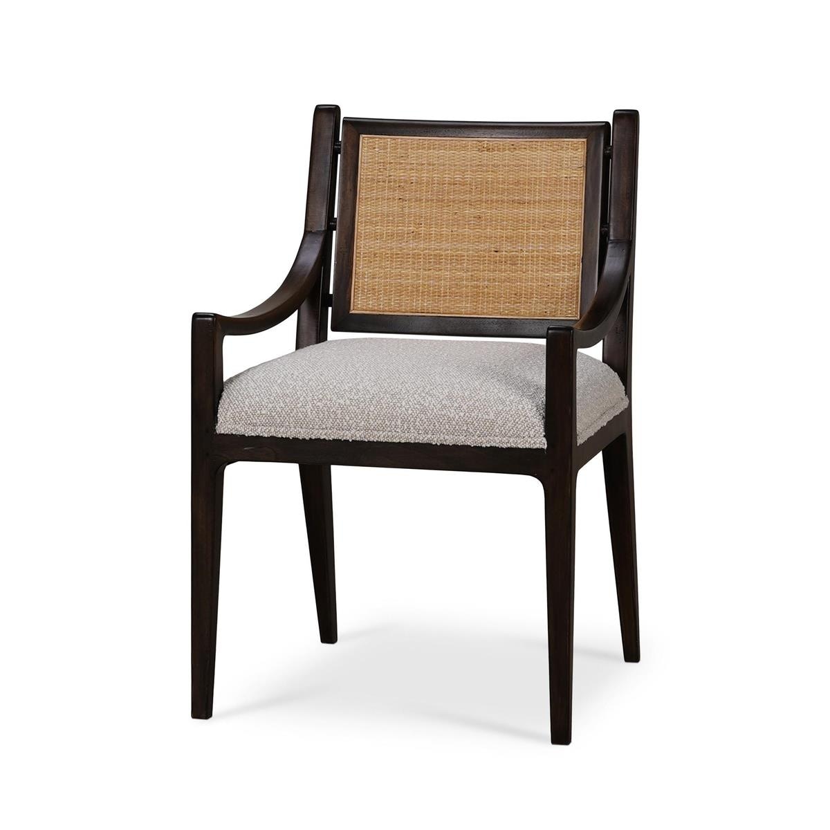Bramble Furniture Milano Dining Chair w/ Upholstered Seat & Rattan Back 28206