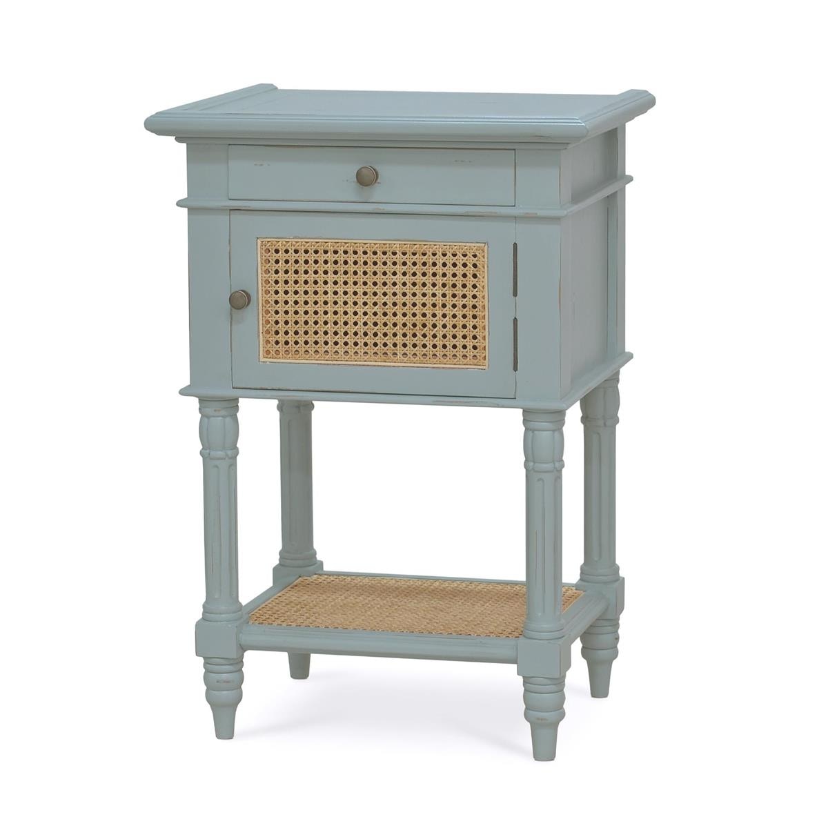 Bramble Furniture Montego Square End Table w/ Drawer & Rattan Door 28098