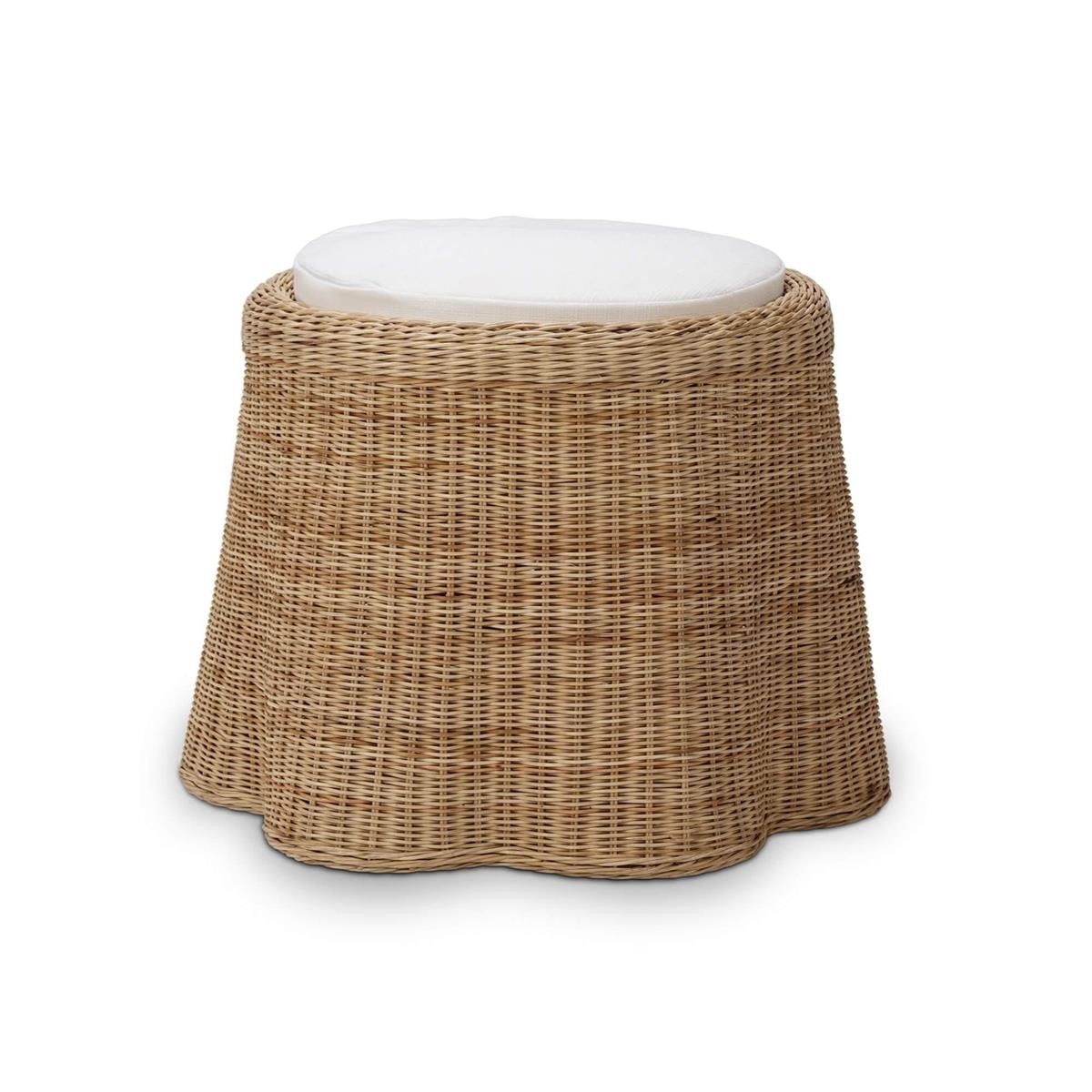Bramble Furniture Newport Rattan Round Small Ottoman w/ Cushion 28456