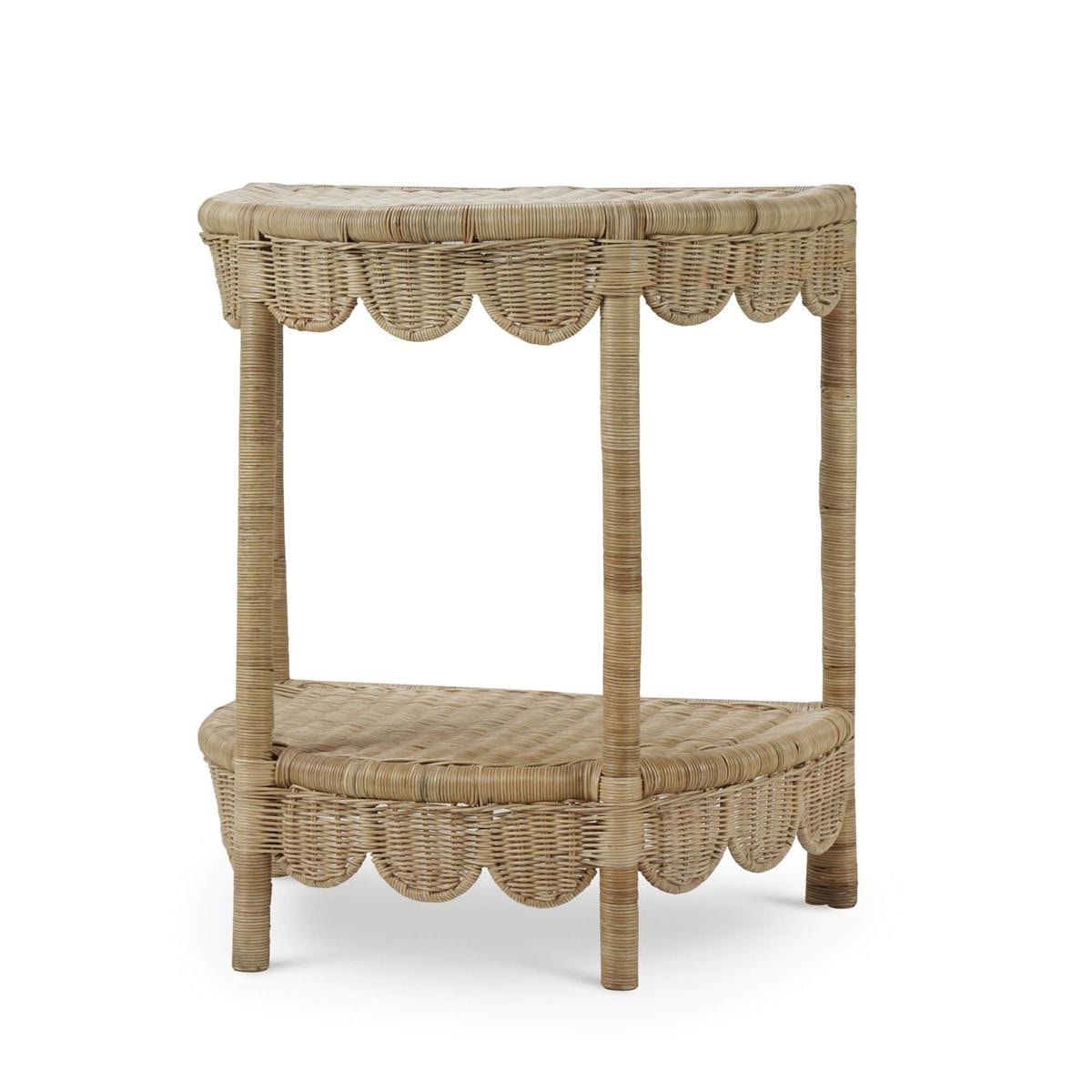 Bramble Furniture Scalloped Half Round Rattan Side Table 28521