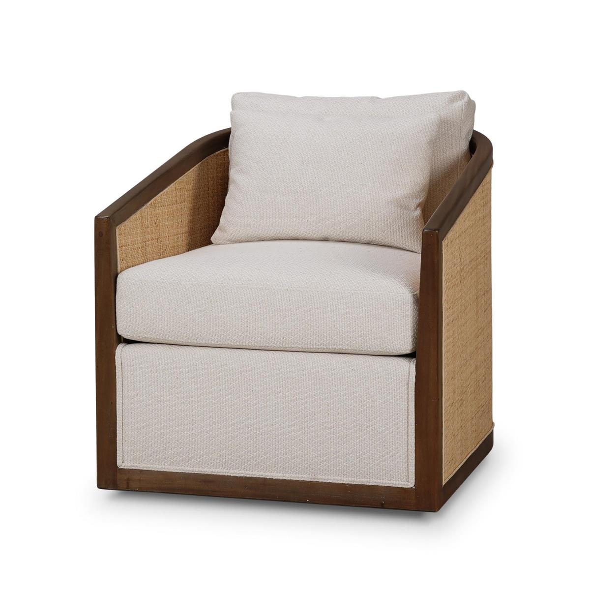 Bramble Furniture Willis Swivel Chair w/ Mahogany Frame & Rattan 28255