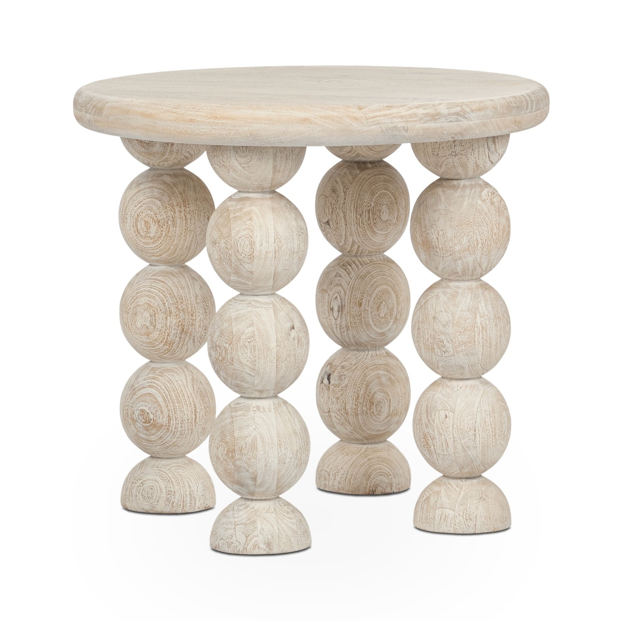 Classic Home Adir Solid Wood Round End Table - Cream 51012090