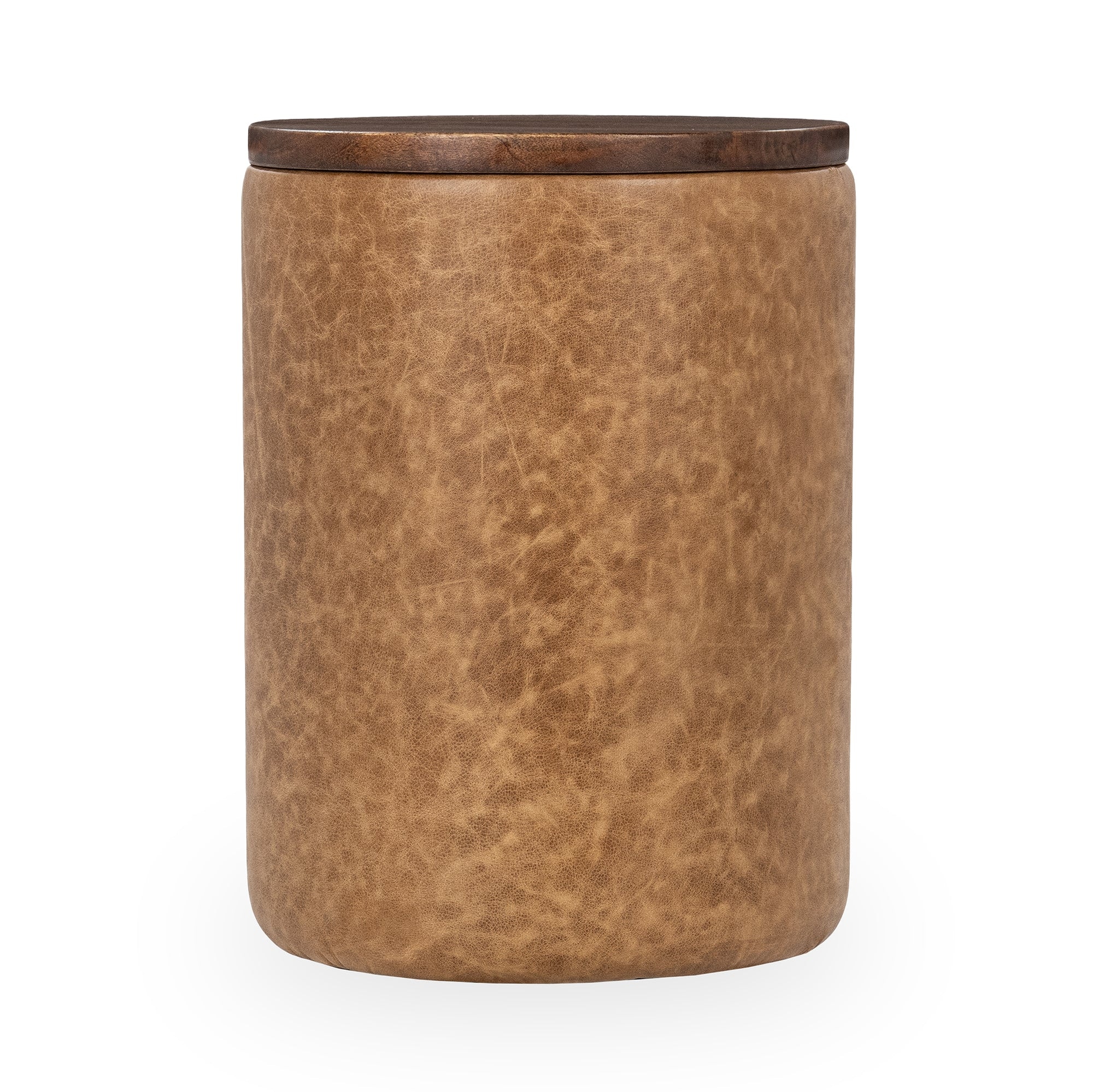 Classic Home Andra Leather Round Accent Table - Sedona Brown 51012039