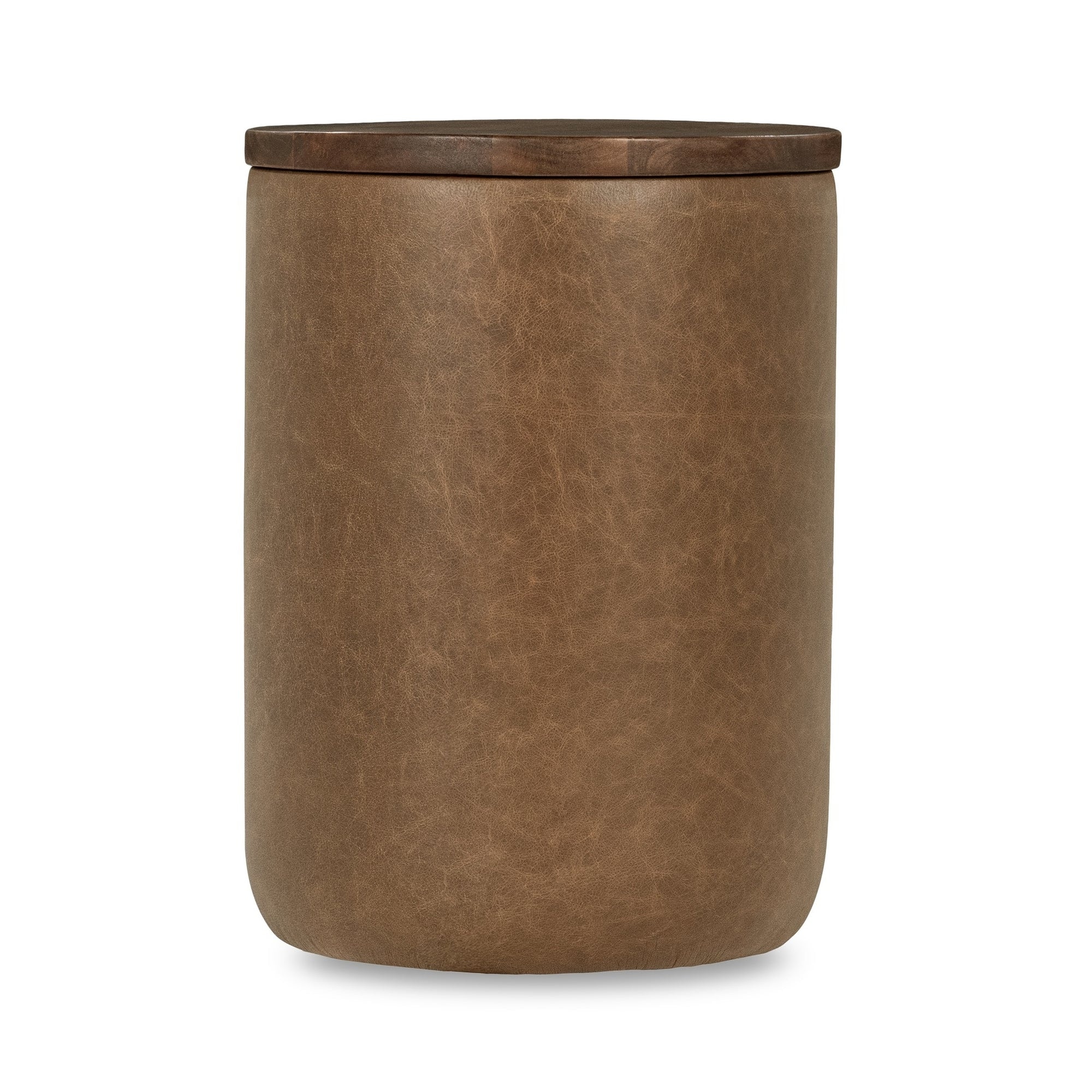 Classic Home Andra Leather Round Accent Table - Tan 51012040