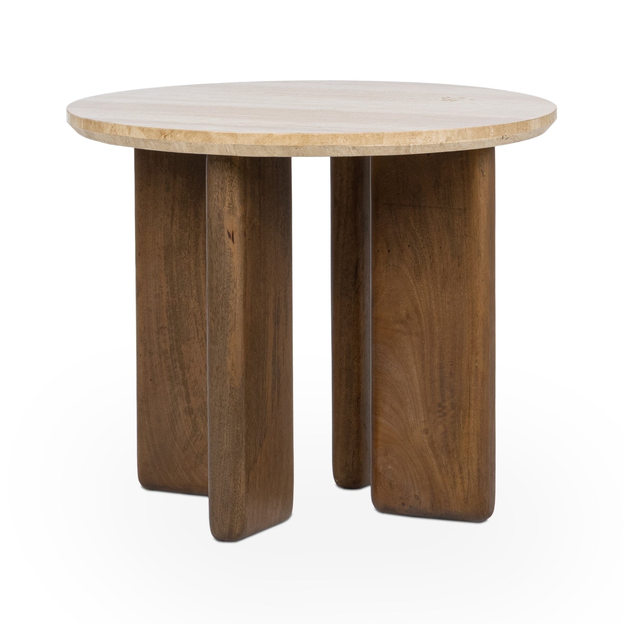 Classic Home Idella Travertine Round End Table - Tan 51012111