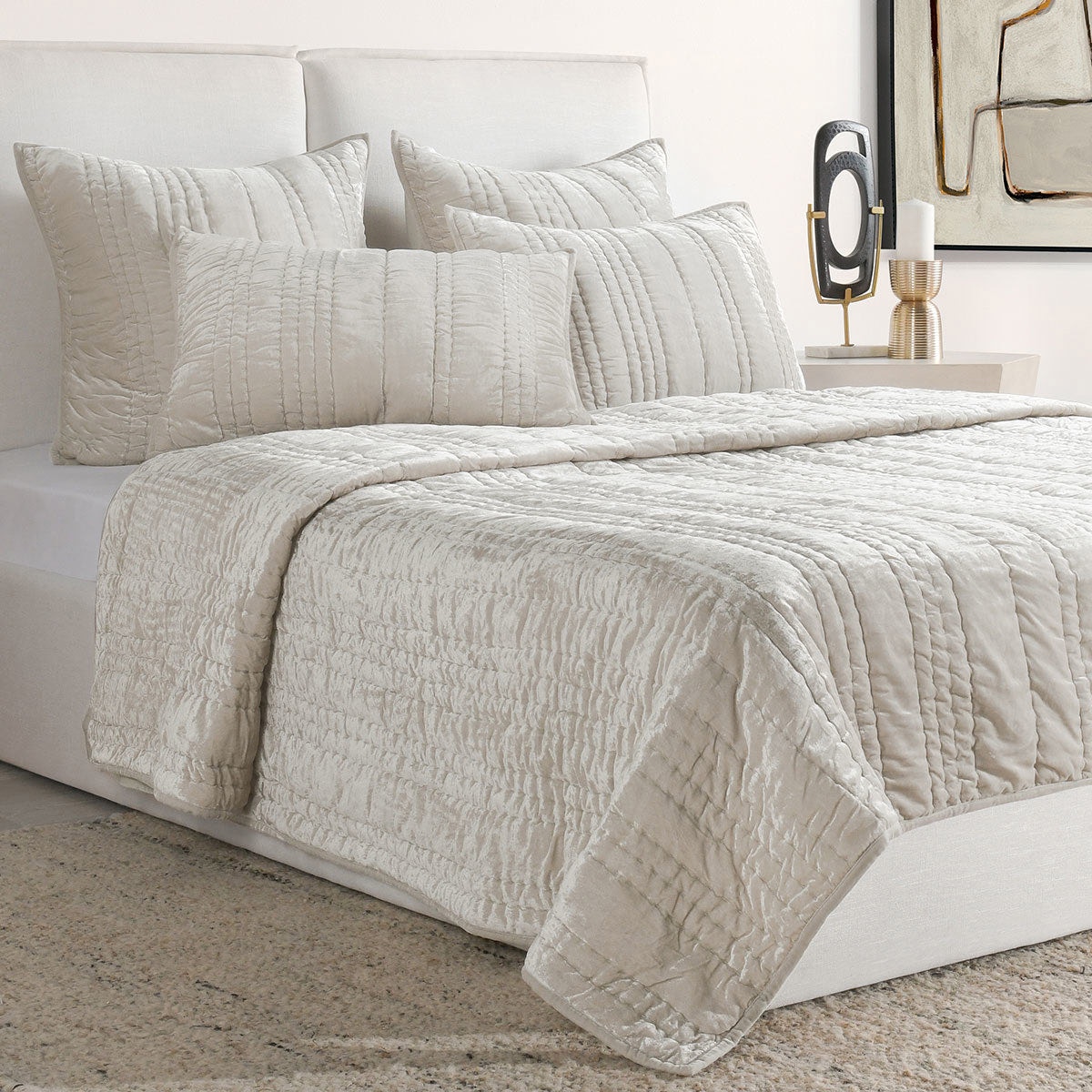 Classic Home Seville Quilt Collection - Oyster Gray V280028