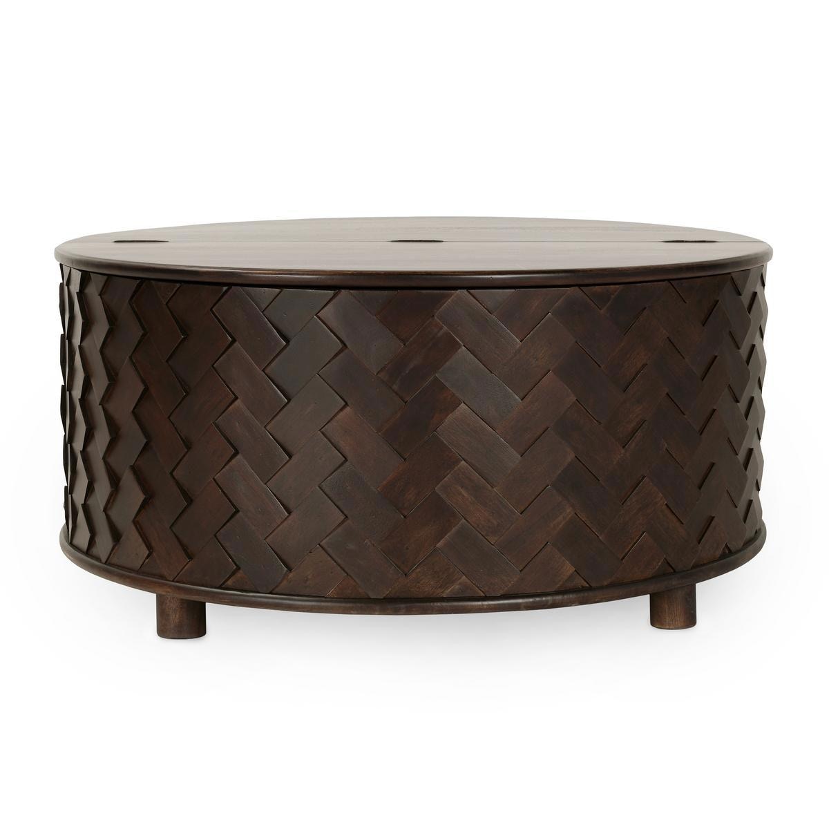 Classic Home Shira Solid Wood Round Storage Coffee Table 51011887