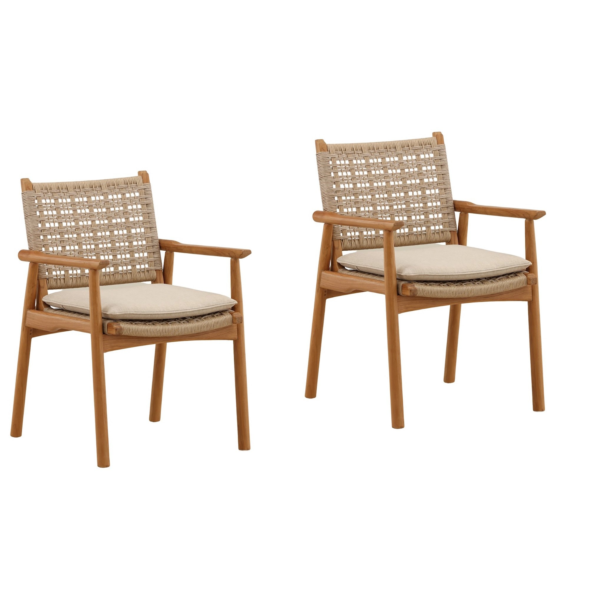 Dovetail Furniture Alea Outdoor Dining Chair Set of 2 DOV10011-NATL