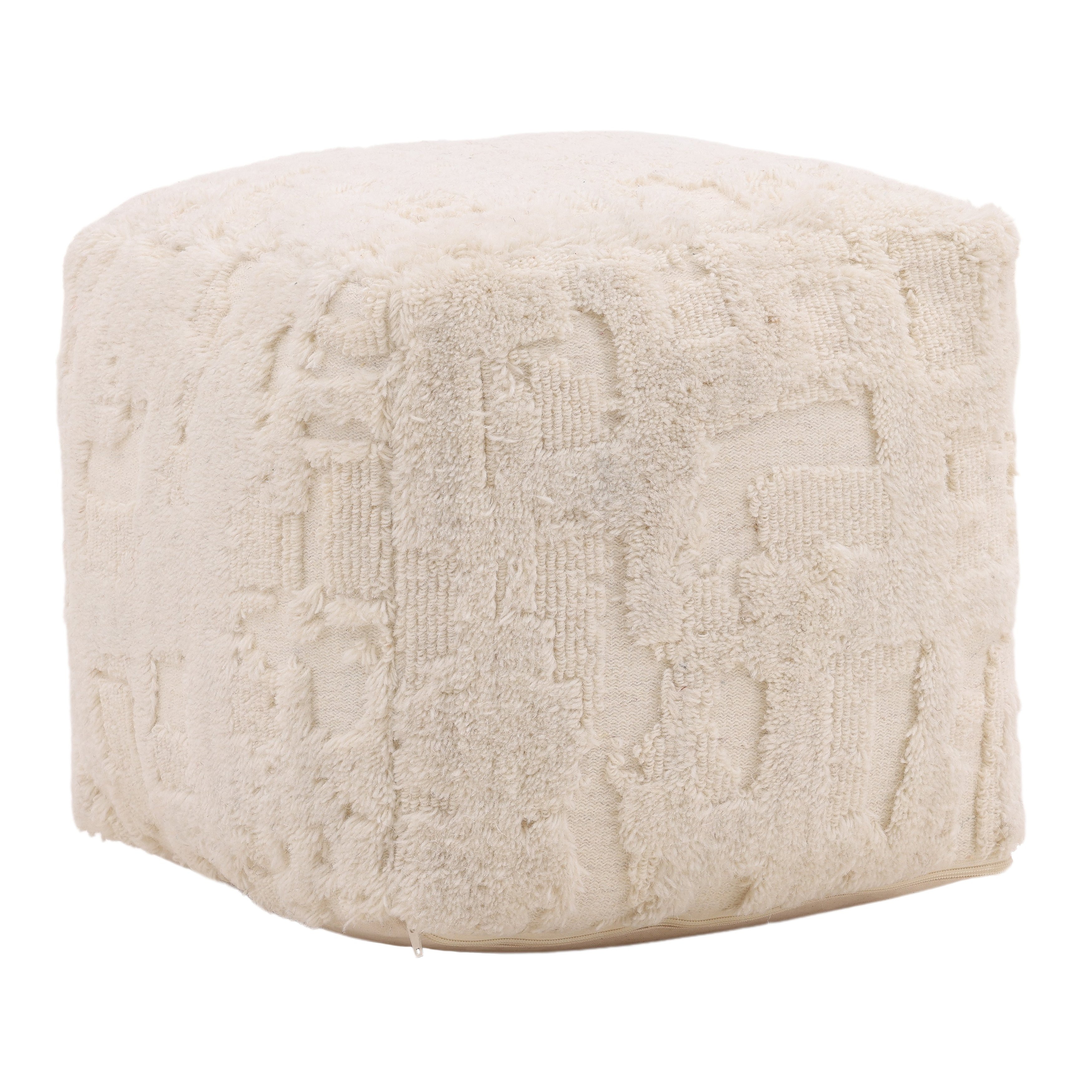 Dovetail Furniture Winter Pouf DOV6921-IVRY