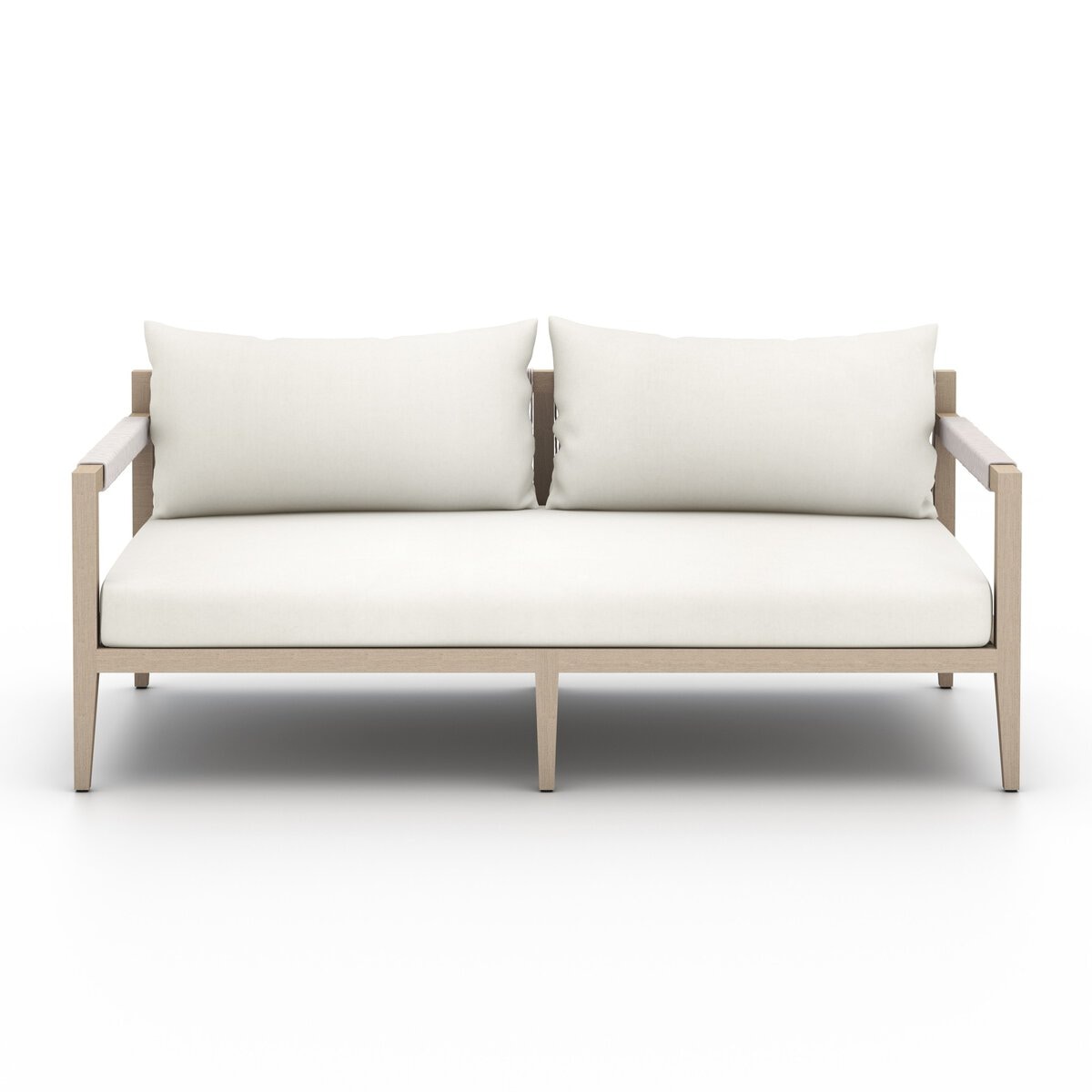 Four Hands Furniture Sherwood Outdoor Sofa-63-Washed Brown-FSC-Venao Ivory-Grey Rope 223329-019