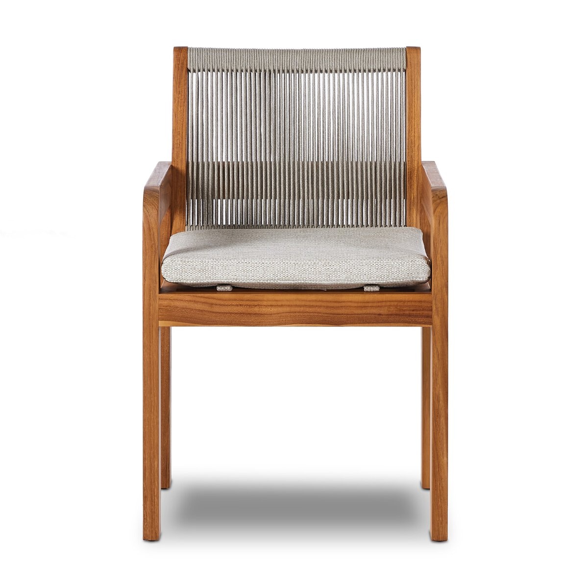 Four Hands Furniture Culver Outdoor Dining Arm Chair-Natural Teak-FSC-Faye Sand-Ivory Rope 226834-003