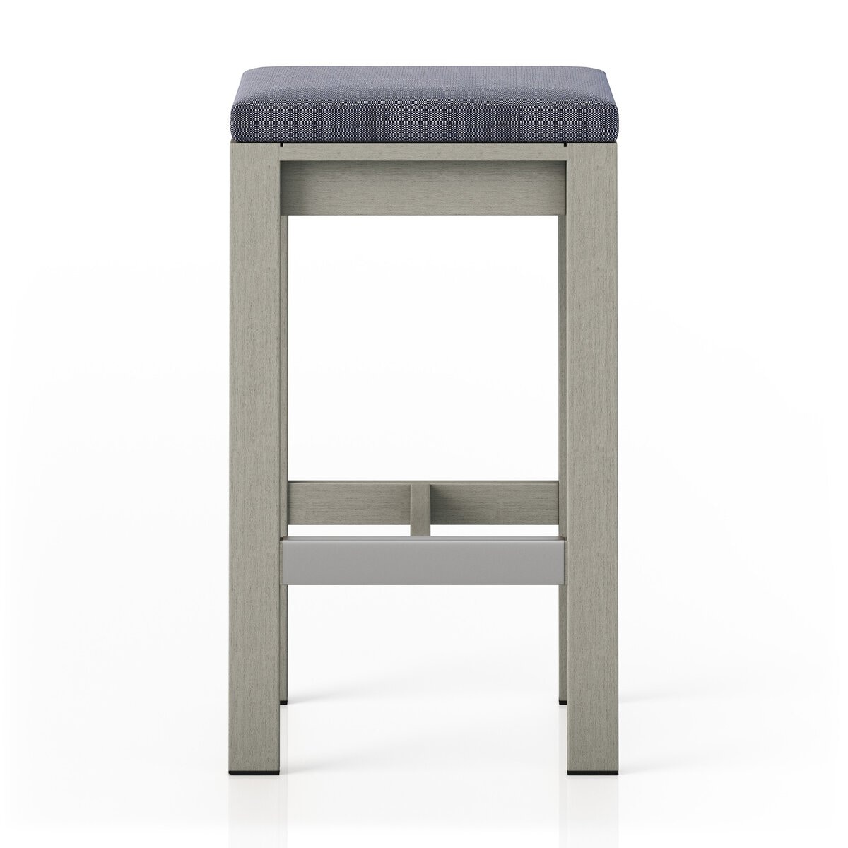 Four Hands Furniture Monterey Outdoor Bar Stool-Weathered Grey-FSC-Faye Navy-Bar 227507-014