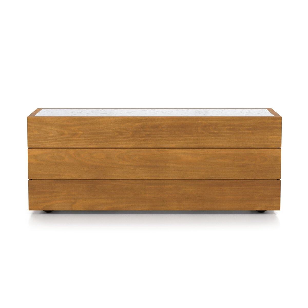 Four Hands Furniture Grant Outdoor End Table-Natural Teak-FSC-White Marble 229626-003