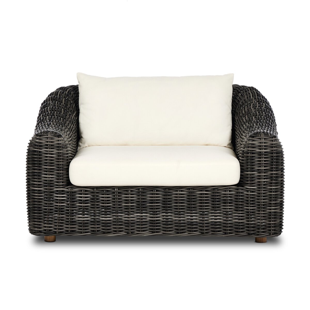 Four Hands Furniture Messina Outdoor Chair-Natural Teak-FSC-Venao Ivory-Chunky Charcoal Woven 233663-003