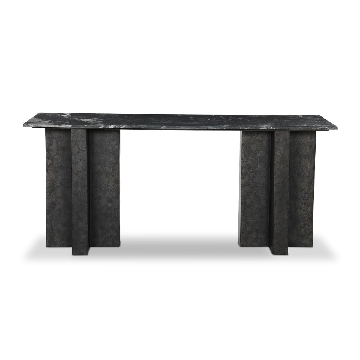 Four Hands Furniture Terrell Large Console Table-Black Marble-Raw Black 239404-002