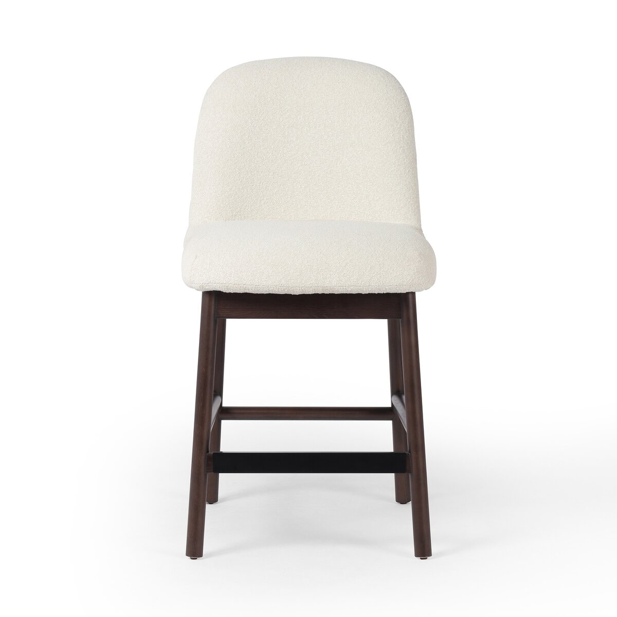Four Hands Furniture Sora Armless Stool-FIQA Boucle Cream-Mocha Ash-Black Iron-Counter 239492-002